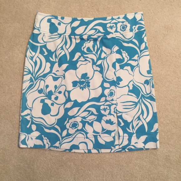 Ann Taylor Light Turquoise and White Cotton Skirt - Picture 1 of 6